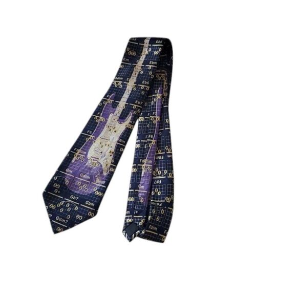 Steven Harris Guitar and Music Chords Pattern Neck Tie 57-58 inches see pics - Picture 2 of 8